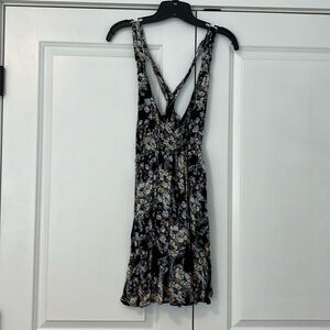 Free People floral mini front tie twist back dress
